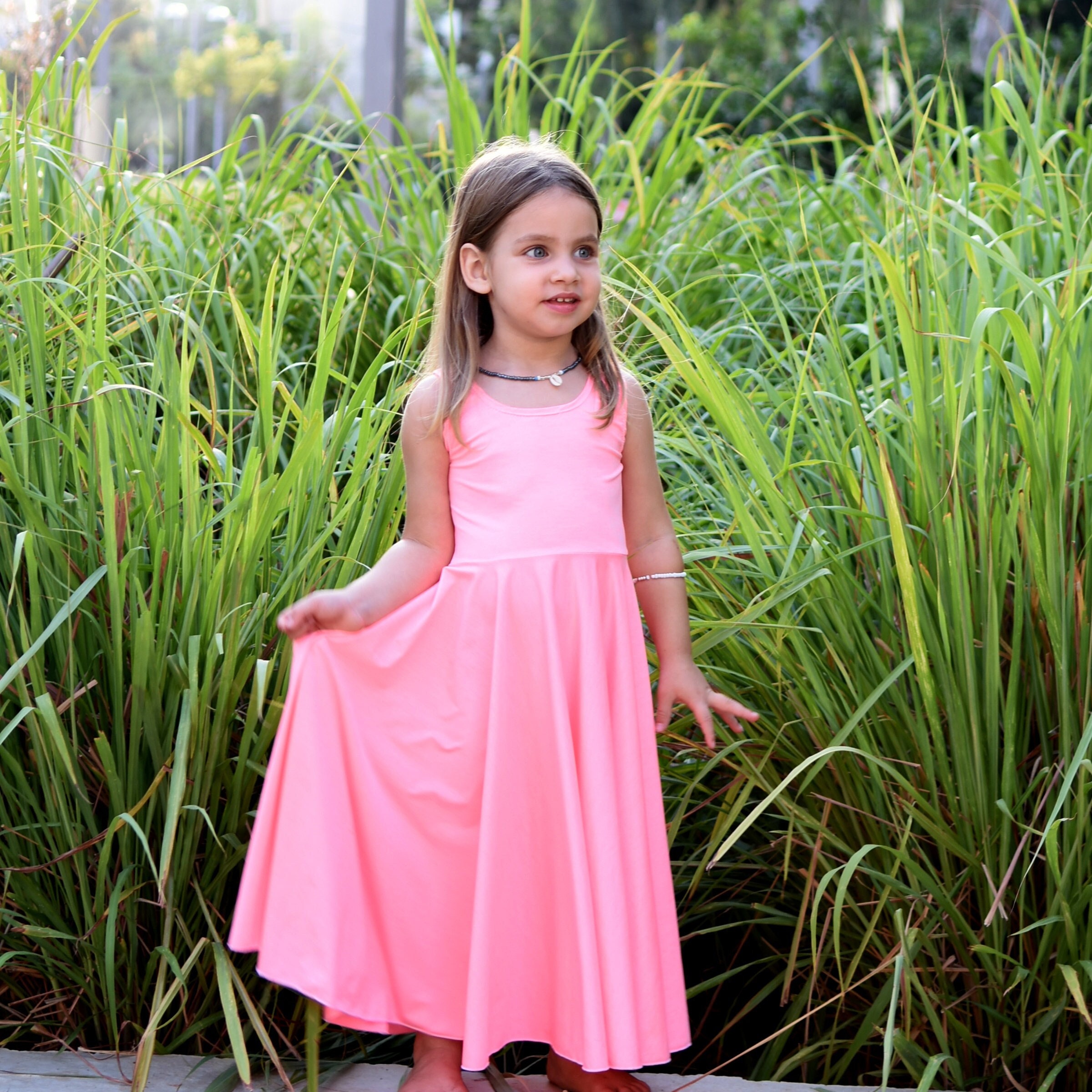 peach spring dress