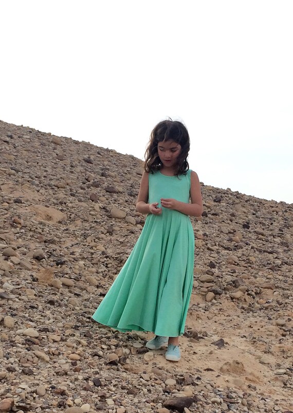 girls green maxi dress