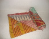Baby Vintage Kantha Quilt Toddler Kids Reversible Cotton Bohemian Bedspread Bedding Throw E2105
