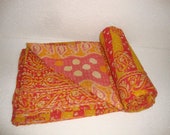 Vintage Kantha Quilt reversible blanket Throw Bohemian Bedspread Bedding kantha quilt E1595