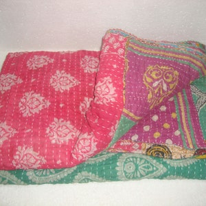 Vintage Handmade Beautiful Kantha Work Vintage Kantha Quilt Vintage Handmade Throw Reversible Blanket Cotton Bedspread Vintage Kantha Quilt