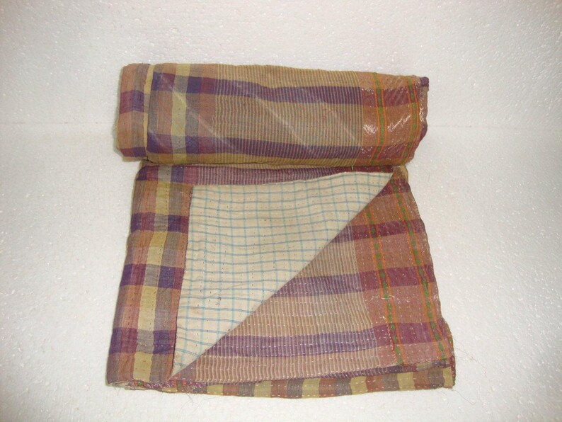Vintage Kantha Quilt reversible blanket Throw Bohemian Bedspread Bedding kantha quilt E898