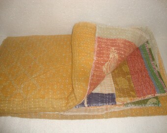 Indian Reversible Handmade Vintage Kantha Quilt King Size Bohemian Patchwork Throw Blanket bedspread Bedding Boho Hippie Quilts For Sale