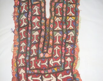 Yugo de cuello vintage indio hecho a mano parche de aplique largo moda de mujer patrón de patchwork cuello bordado diseño hermoso bordado