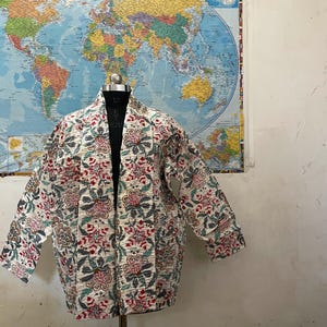 Floral kantha Jacket Indian Handmade kantha Blazer Winter Jacket Boho Coat Cotton Quilted vest Pullover Dress Cotton Kantha Hippie Bohemian