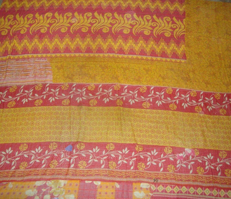 reversible Queen Size kantha quilt kantha throw Bedding E1890 floral kantha bedspread vintage kantha quilt indian throw blanket
