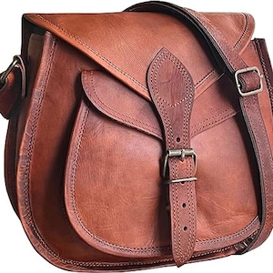 Leather Crossbody Women Vintage Style Genuine Brown Shoulder Bag Handmade Purse gift for her mother girlfriend daughter Tote crossbody purse