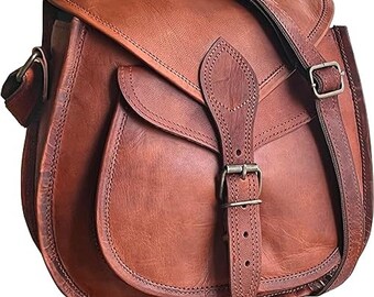 Leather Crossbody Women Vintage Style Genuine Brown Shoulder Bag Handmade Purse gift for her mother girlfriend daughter Tote crossbody purse