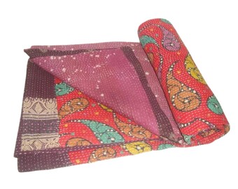 Indiase patchwork Kantha quilt Indiase handgemaakte zijden dekbed deken beddengoed Vintage Kantha sprei Kantha quilt Kantha deken
