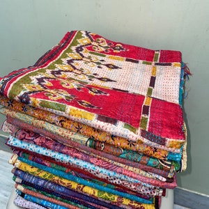 Boho-Seidenschal mit Blumenmuster aus Kantha, Wendestola, handgefertigter indischer Dupatta Bild 4