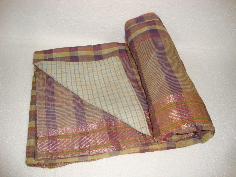 Vintage Kantha Quilt reversible blanket Throw Bohemian Bedspread Bedding kantha quilt E898