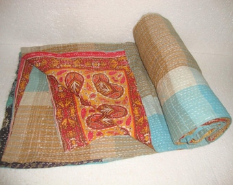 Wholesale Lot of Indian Vintage Cotton Kantha Quilts Handmade Sari Kantha Throw Blankets Sun Dance Beautiful Bohemian Bedding Blankets