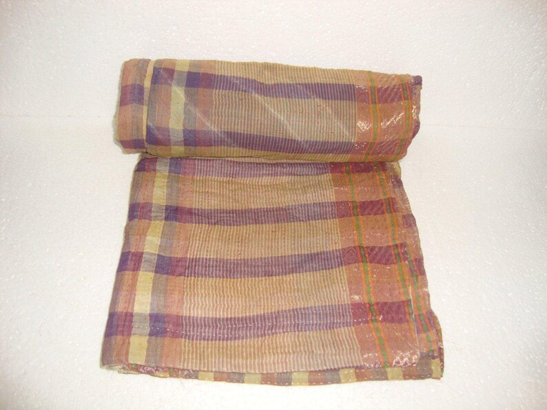 Vintage Kantha Quilt reversible blanket Throw Bohemian Bedspread Bedding kantha quilt E898