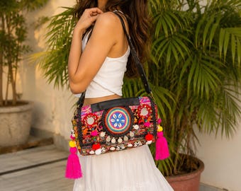 Vintage bestickte Umhängetasche, Banjara Boho indische Tasche