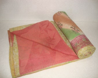 New Arrival Indian Kantha Quilt & Handmade Throw Reversible Blanket Bedspread Cotton Fabric Bohemian Boho quilt chic bedding coverlets