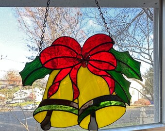 Christmas bells stained glass