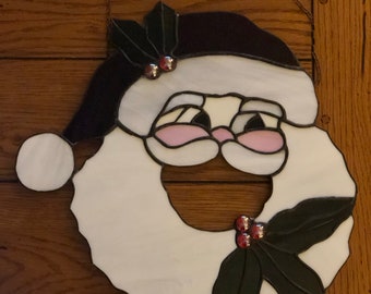 Stained glass Santa Claus Christmas Wreath