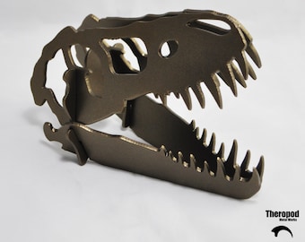 Metal T-rex Dinosaur Skull - Powder Coated Phantom Bronze