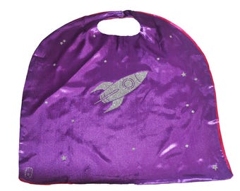 Space Explorer Themed Play Cape in Purple and Pink