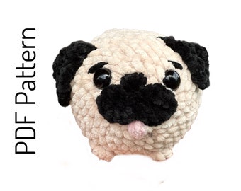 Piper the Pug Amigurumi Crochet Pattern (Low-Sew)