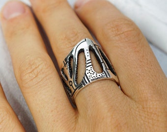 Long Tube ring Chunky Wide band ring Statement Big silver ring Sterling silver ring for women "GAUDI.TUBE"