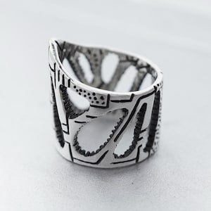 Chunky silver rings, large silver rings, full finger ring, Wide ring, Statement silver ring | GAUDI.TUBE