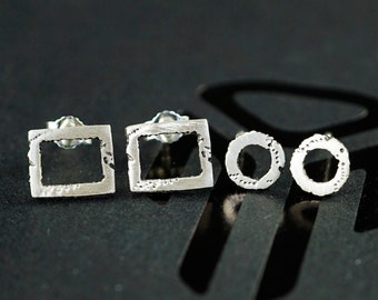 Silver Stud earrings set of 2 earrings "MINI"