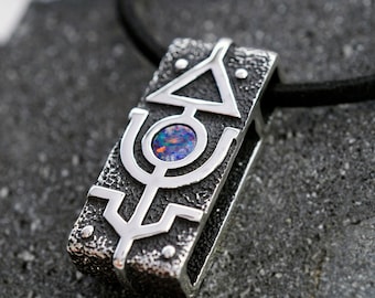 Mens Opal Necklace Boulder Opal Pendant, Man necklace Gemstone Pendant Mens Silver Pendant Anniversary gift for him "MARS"