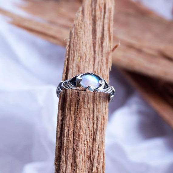 Sterling Silver Rainbow Moonstone June Birthstone Ring