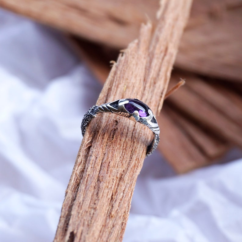 Amethyst Ring Mens Silver Ring Mens Amethyst Ring Statement Etsy
