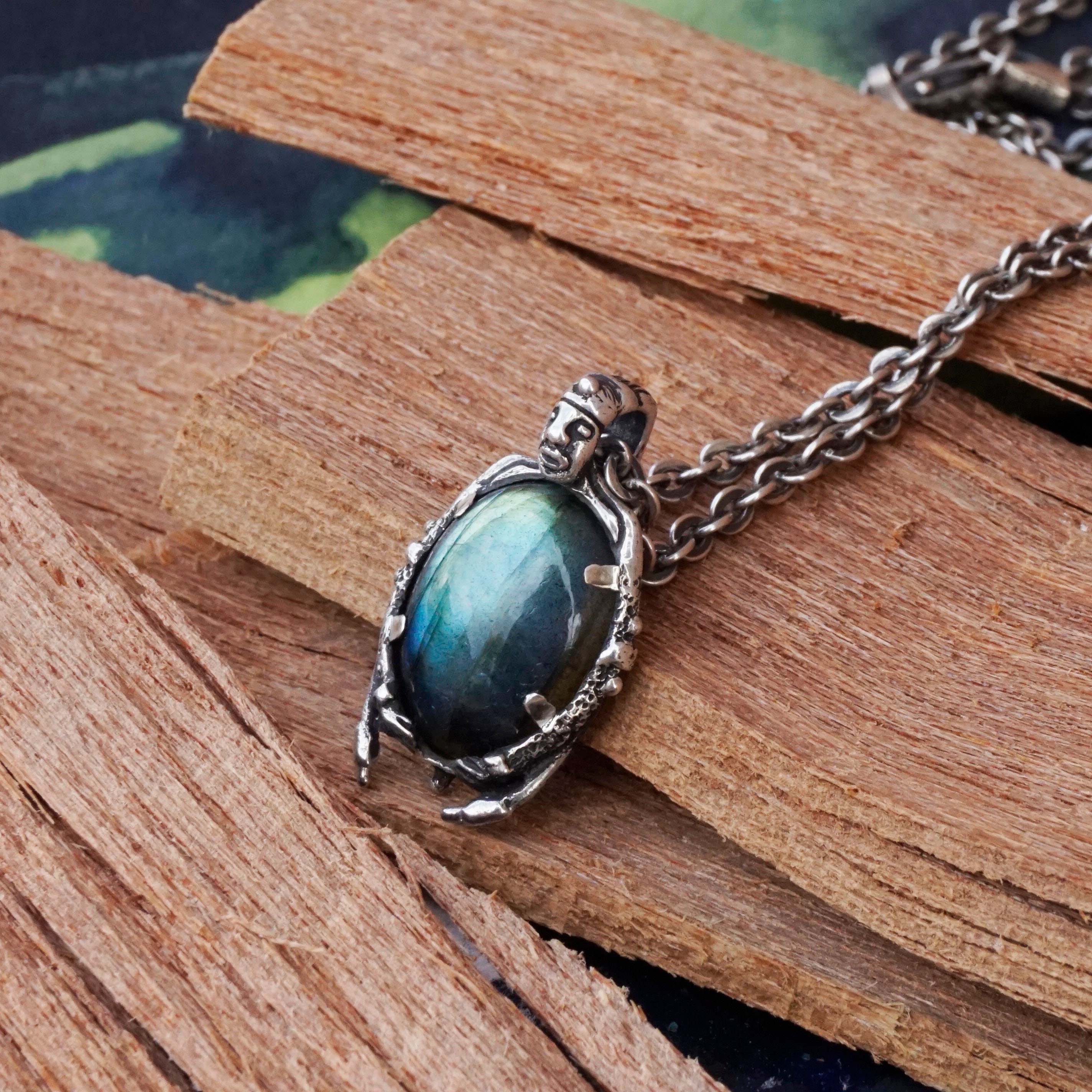 Labradorite necklace mens Clearance