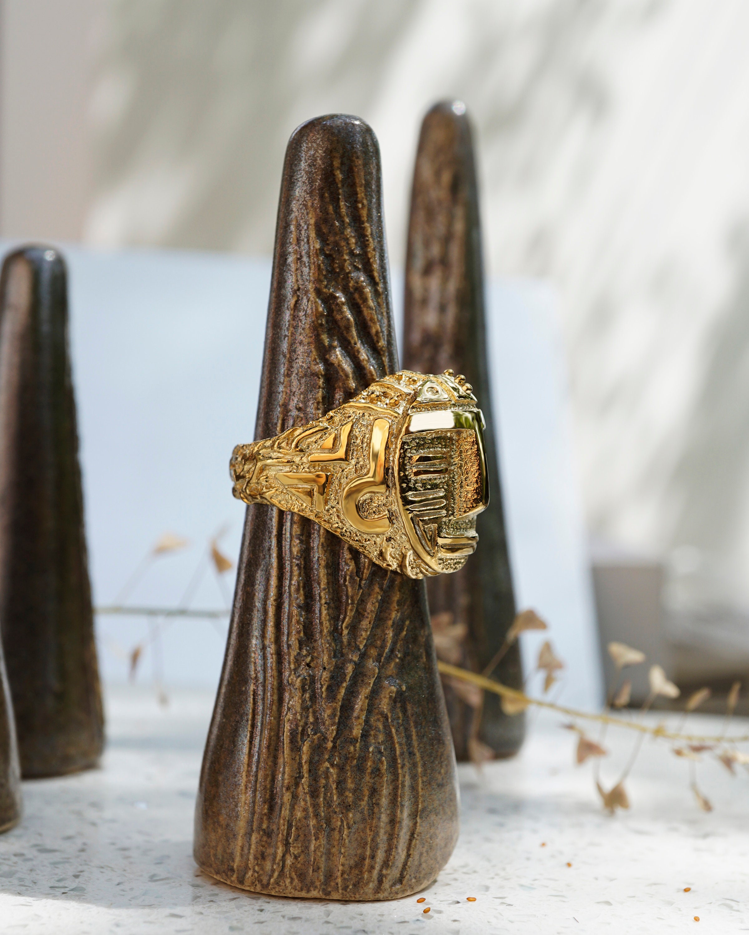 Mens silver ring Aztec Gold ring Statement Mens ring Etsy