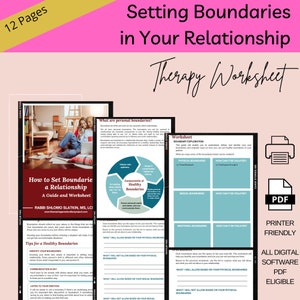 Setting Healthy Boundaries Workbook | Mental Health & Self-Care Book | Attachment Therapy Aid | Couples Counselling Tool | Therapy Worksheet