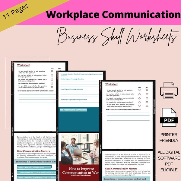 Business Communication Skills Worksheets | Active Listening, Effective Communication, Workplace Safety, Team Building Emotional Intelligence