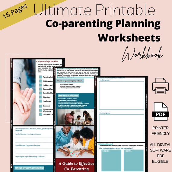 printable co parenting planning worksheets child custody etsy
