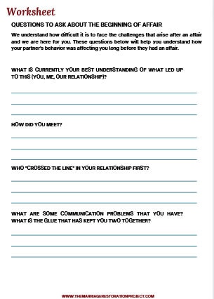 affair recovery therapy worksheets infidelity trust cheating etsy