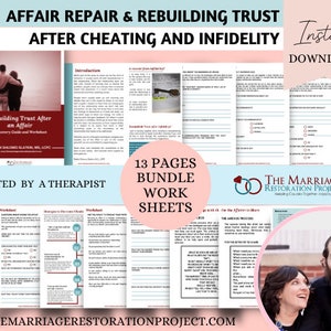 Affair Recovery Therapy Worksheets Infidelity Trust Cheating Couples Therapy Relationship Repair Marriage Counseling Mental Health Workbook