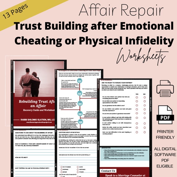 Affair Recovery Therapy Worksheets Infidelity Trust Cheating Couples  Therapy Relationship Repair Marriage Counseling Mental Health Workbook -  Etsy