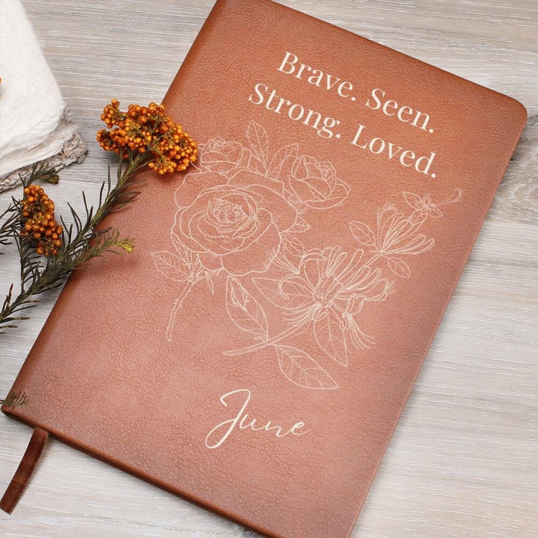 June Birth Month Flower Personalized Leather Journal Notebook Etsy