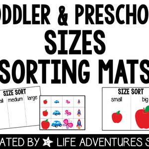 Sizes Toddler and Preschool Sorting Mat