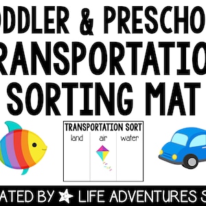Transportation Toddler and Preschool Sorting Mat