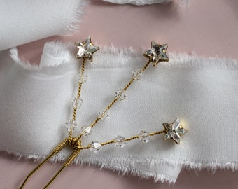 Star Bridal Hair Pins, Crystal Star Headpiece, Celestial Wedding Hair Accessory, Crystal Wedding Headpiece