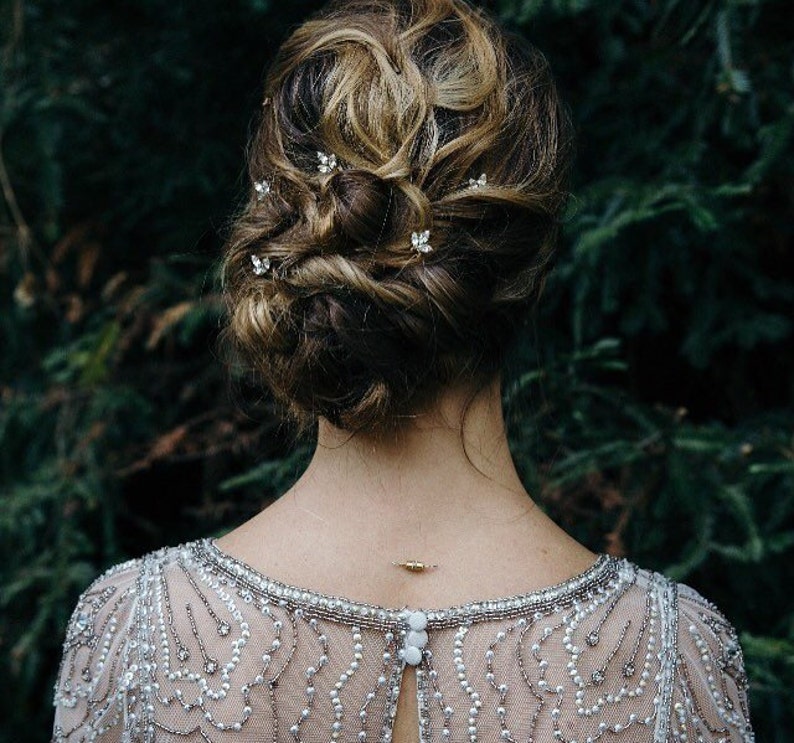 Bridal hair pins, Bridal headpiece, Wedding Hair Accessories, Crystal hair pins, Silver hair pins, Gold Hair Pins image 2