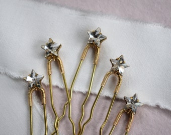 Star Bridal Hair Pins, Crystal Star Headpiece, Celestial Wedding Hair Accessory