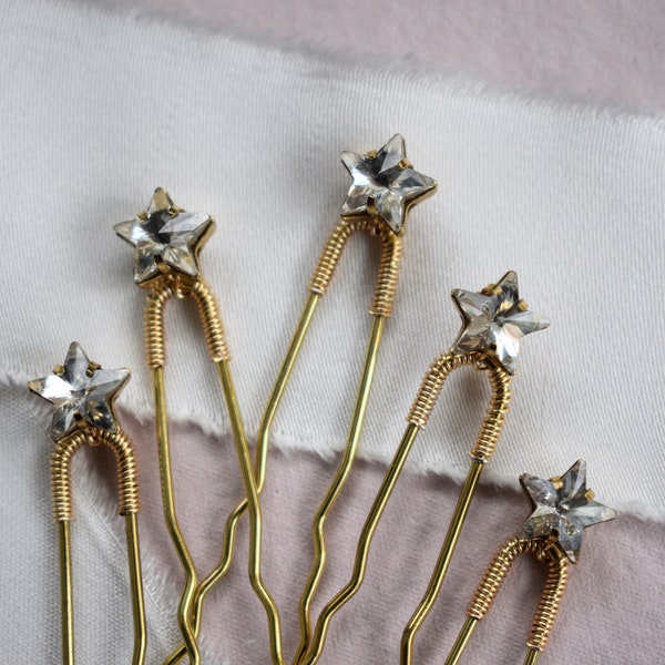 Star Bridal Hair Pins, Crystal Star Headpiece, Celestial Wedding Hair Accessory