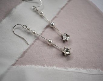 Star Bridal Earrings, Pearl Bridal Earrings, Bridal Jewellery, Celestial Jewellery, Celestial Earrings