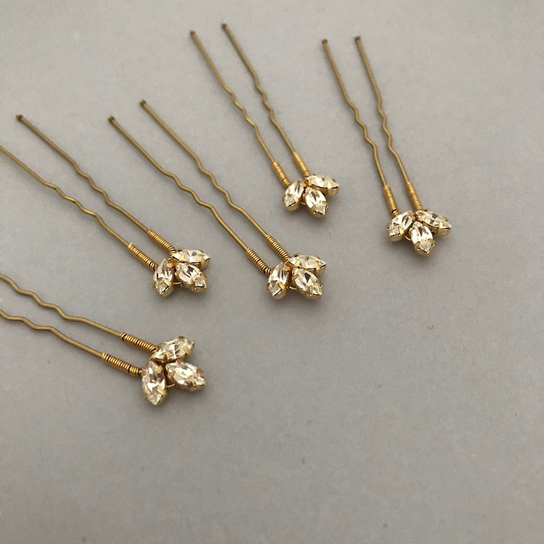 bridesmaid hair pins Bridal hair pins bridal headpiece crystal hair pins gold headpiece || Ash gold hair pins