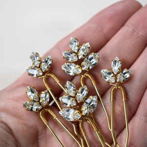 Crystal Hair Pins, Gold Bridal Hair Pins, Crystal Wedding Headpiece, Simple Bridal Headpiece, Bridesmaid Hair Pins, Rhinestone Hair Pins
