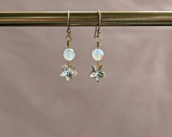 Star Bridal Earrings, Opal Bridal Earrings, Opal Wedding Jewellery, Celestial Jewellery, Celestial Earrings, Opal Jewellery