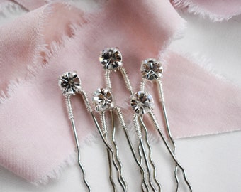 Bridal Hair Pins, Crystal Hair Pins, Rhinestone Hair Pins, Silver Hair Pins